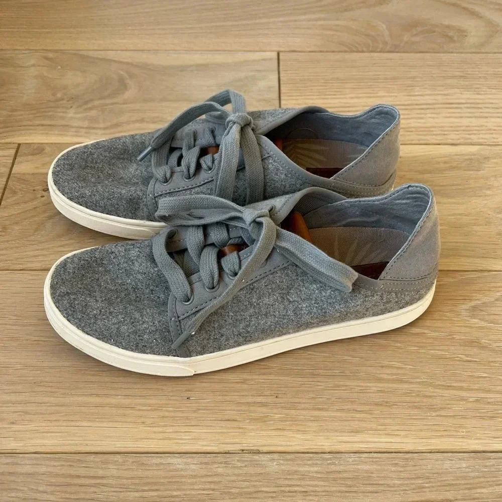 Olukai Women’s Pehuea Li Hulu Wool Sneaker Grey 7.5 Coastal Casual Neutrals - Picture 2 of 7